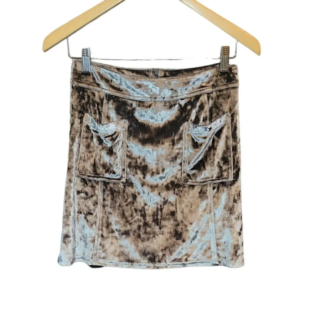 NWOT BB Dakota Metallic Calhoun Crushed Velvet Skirt Mini 4